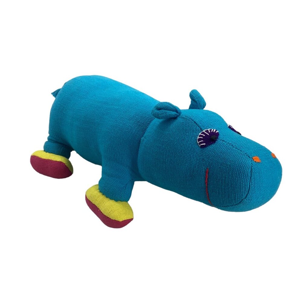 Barbara Samson Blue Hippo Plush Stuffed Animal‎ Handwoven Handmade Cotton RARE
